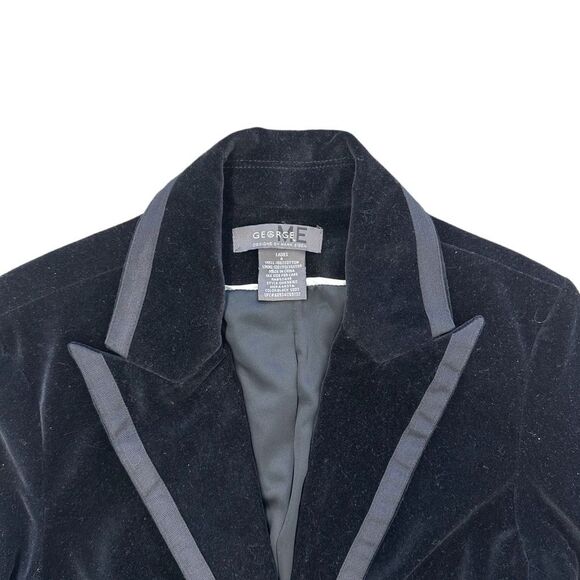 Vintage Mark Eisen Satin-Trim Velvet Tuxedo Blazer Women’s Size 4 - Picture 3 of 4